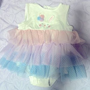 6 month bunny onesie with tutu detail